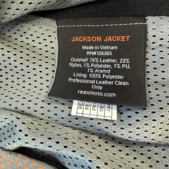 REAX Jackson Leather Motorcycle Jacket Mens 2XL Black Padded Protection SAS-Tec - Picture 10 of 16
